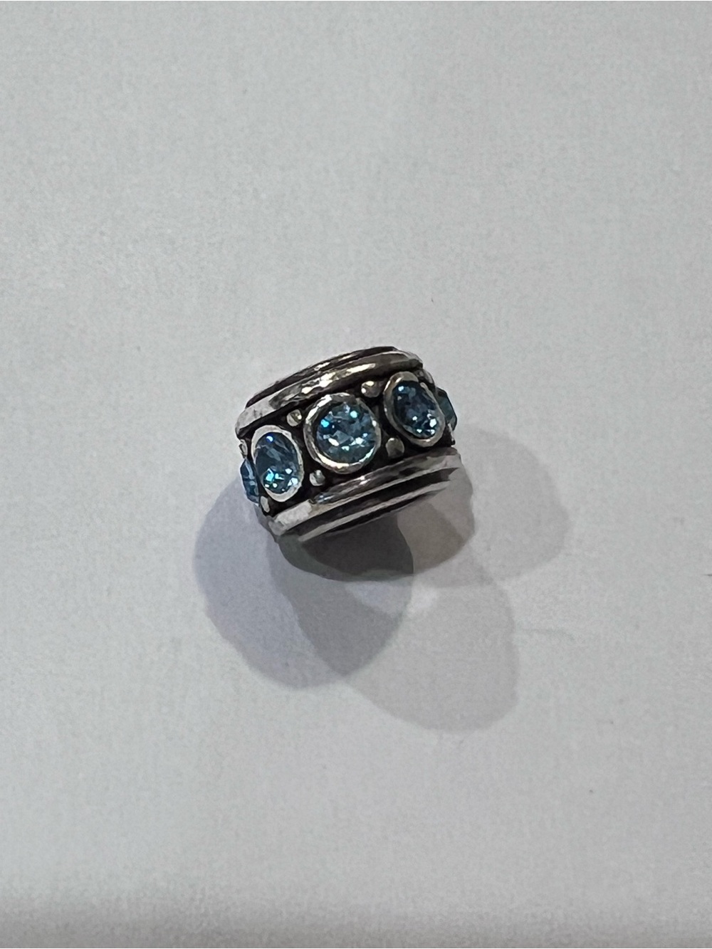 Brighton Silver Spacer Bead with Aqua Blue Crystals